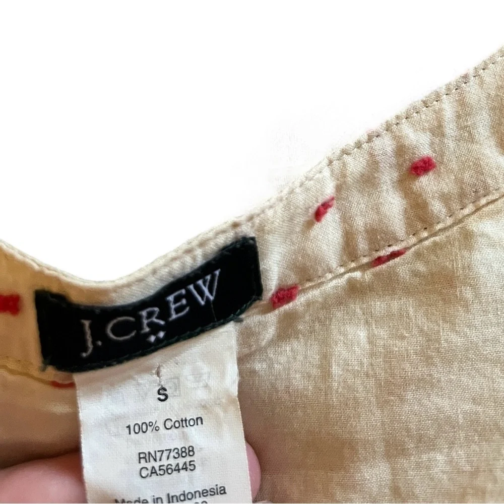 J.Crew Women Ivory Red Swiss Polka Dot Spring Flare Dress Size S